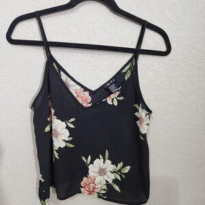 Timing Camisole Womens Size M Floral Black Sleeveless Polyester Whimsigoth